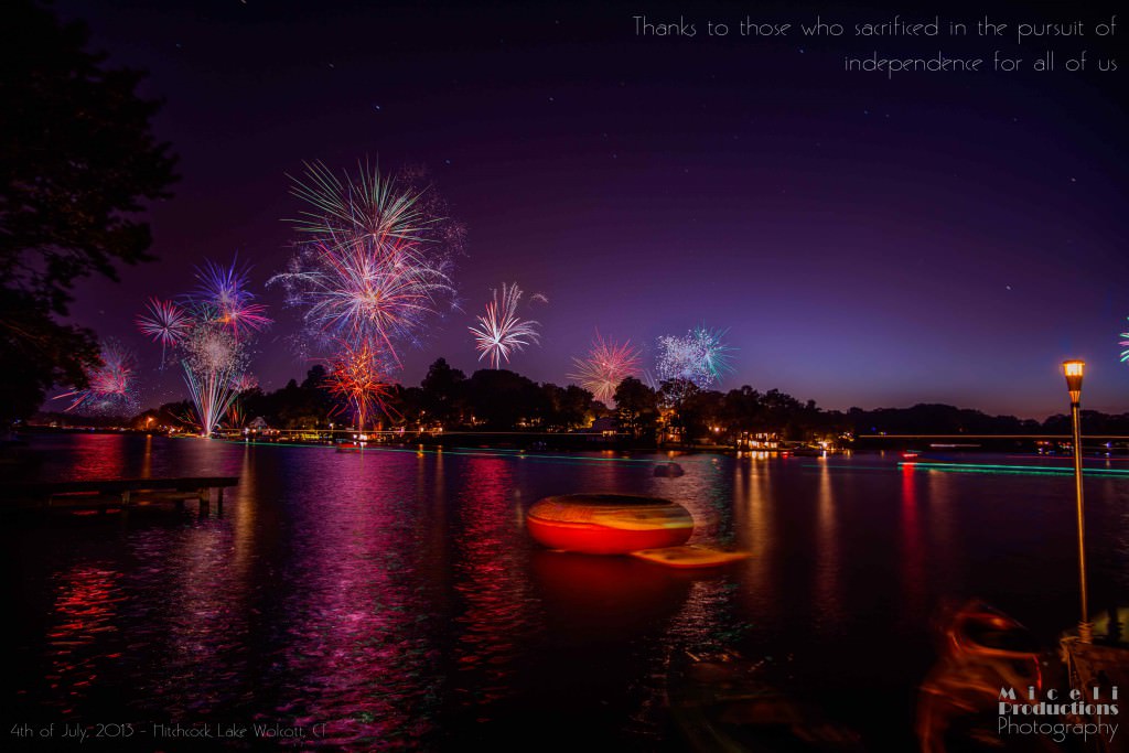 4th of July Fireworks at Hitchcock Lake, Photography by Miceli Productions. Southington, CT.