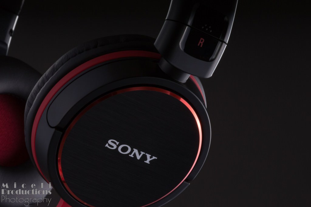 Close-up photo of a pair of Sony Headphone for Product Photography