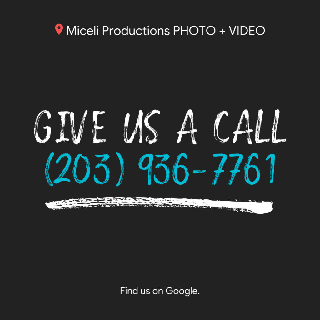 Miceli Productions provides video production and commercial photography, the image is a call to action that says 
