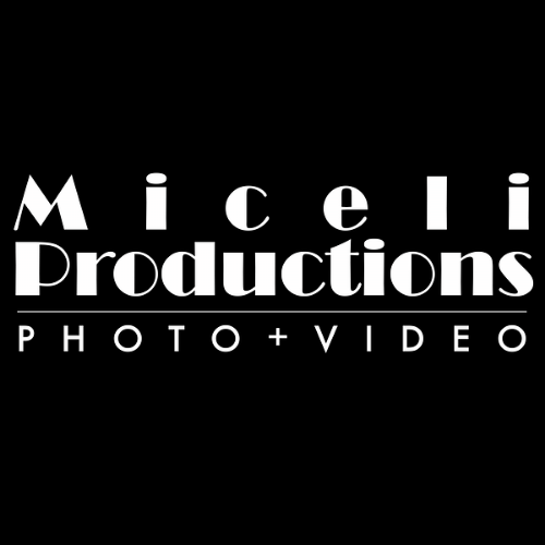 A square black box with white text that says Miceli Productions. This is the business logo.