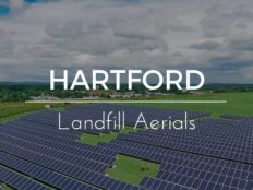 Aerial drone footage showing the Hartford Landfill and the solar energy farm, footage by Miceli Productions, Hartford, CT